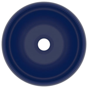 Lavandino Lusso Rotondo Blu Scuro Opaco 40x15 cm in Ceramica 147001