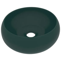 Lavandino-Lavello Lusso Rotondo Verde Scuro Opaco 40x15 cm in Ceramica 837345