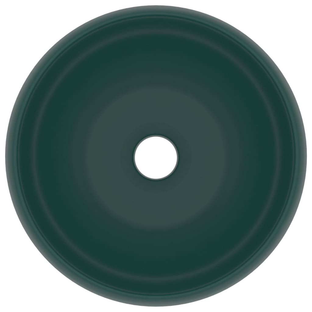 Lavabo rotondo di lusso da appoggio WC lavabo bagno cucina guardaroba interno casa 40 x 15 cm ceramica verde scuro opaco 02_0002745
