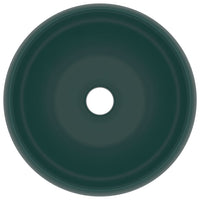 Lavabo rotondo di lusso da appoggio WC lavabo bagno cucina guardaroba interno casa 40 x 15 cm ceramica verde scuro opaco 02_0002745