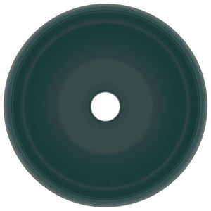 Lavabo rotondo di lusso da appoggio WC lavabo bagno cucina guardaroba interno casa 40 x 15 cm ceramica verde scuro opaco 02_0002745
