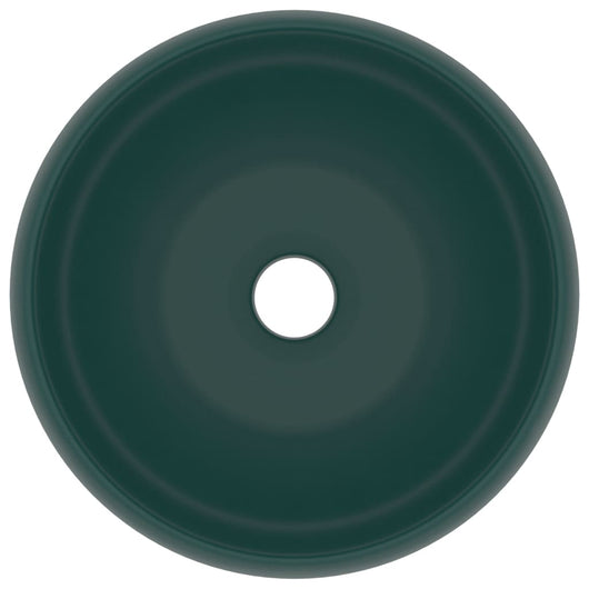 Lavabo rotondo di lusso da appoggio WC lavabo bagno cucina guardaroba interno casa 40 x 15 cm ceramica verde scuro opaco 02_0002745