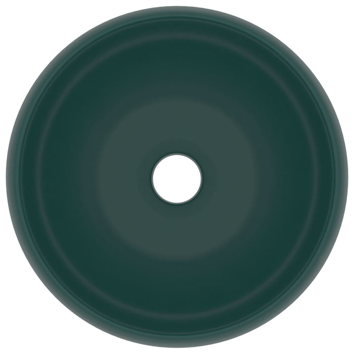 Lavabo rotondo di lusso da appoggio WC lavabo bagno cucina guardaroba interno casa 40 x 15 cm ceramica verde scuro opaco 02_0002745