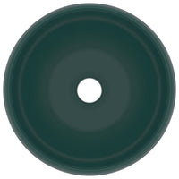 Lavandino Lusso Rotondo Verde Scuro Opaco 40x15 cm in Ceramica 147003