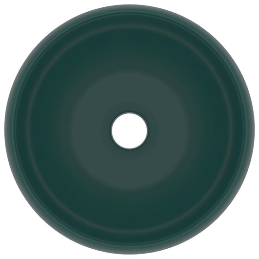 Lavandino-Lavello Lusso Rotondo Verde Scuro Opaco 40x15 cm in Ceramica 837345