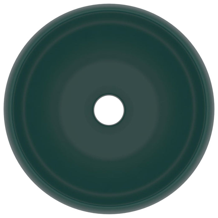 Lavandino-Lavello Lusso Rotondo Verde Scuro Opaco 40x15 cm in Ceramica 837345