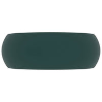 Lavabo rotondo di lusso da appoggio WC lavabo bagno cucina guardaroba interno casa 40 x 15 cm ceramica verde scuro opaco 02_0002745