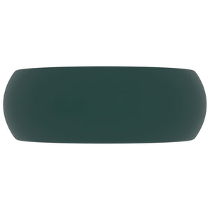 Lavandino Lusso Rotondo Verde Scuro Opaco 40x15 cm in Ceramica 147003