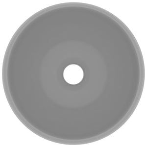 Lavandino Lusso Rotondo Grigio Chiaro Opaco 40x15cm in Ceramica cod mxl 42926