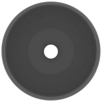 Lavandino Lusso Rotondo Grigio Scuro Opaco 40x15 cm in Ceramica cod mxl 39844