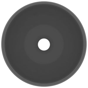 Lavandino Lusso Rotondo Grigio Scuro Opaco 40x15 cm in Ceramica cod mxl 39844