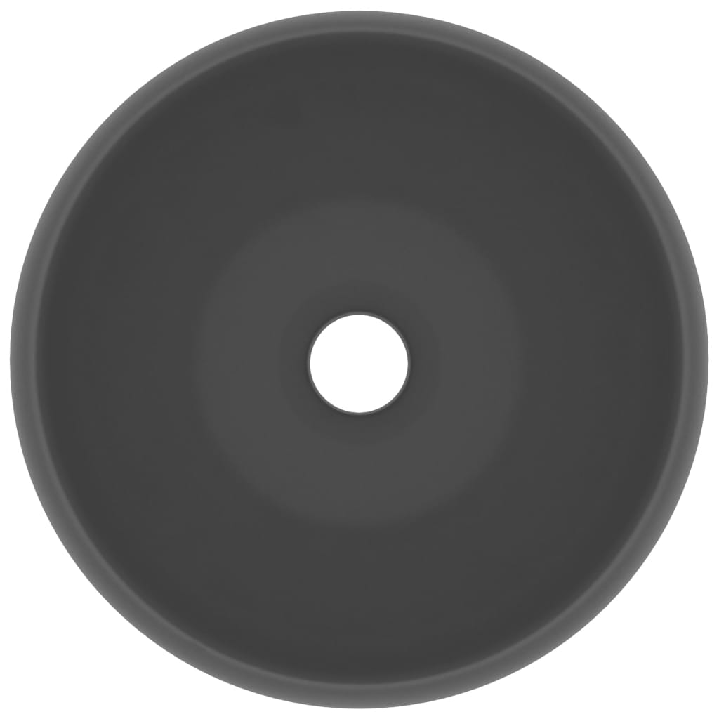 Lavabo rotondo di lusso 40 x 15 cm ceramica grigio scuro opaco 02_0002747