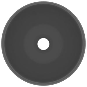 Lavabo rotondo di lusso 40 x 15 cm ceramica grigio scuro opaco 02_0002747