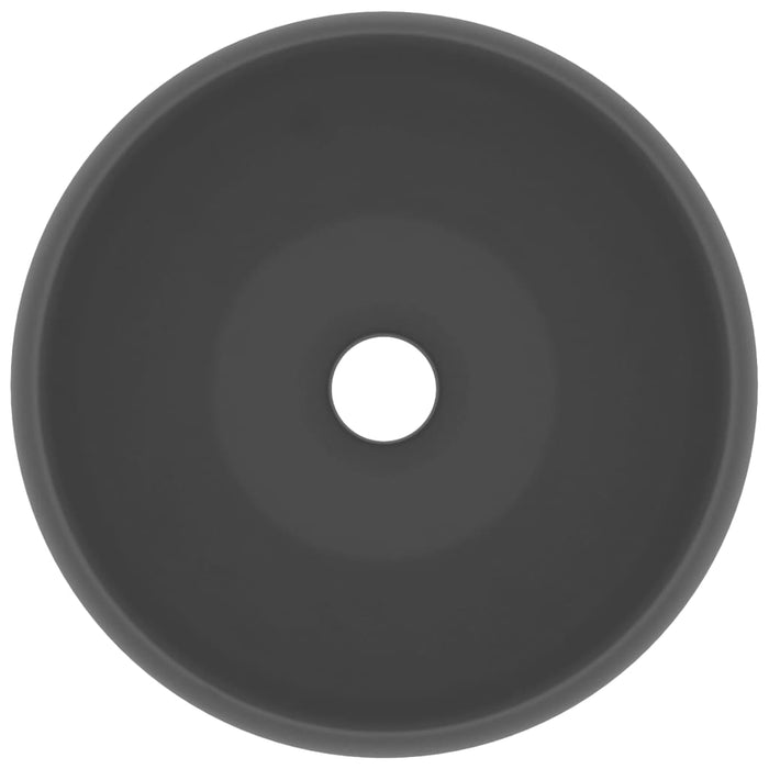 Lavandino Lusso Rotondo Grigio Scuro Opaco 40x15 cm in Ceramica 147005