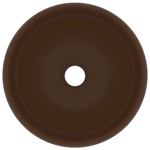 Lavandino Lusso Rotondo Marrone Scuro Opaco 40x15cm in Ceramica cod mxl 35462