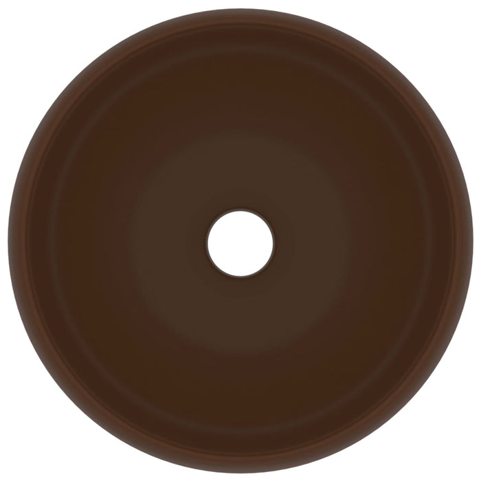 Lavandino Lusso Rotondo Marrone Scuro Opaco 40x15cm in Ceramica cod mxl 35462