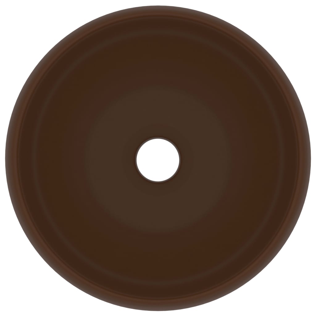 Lavandino Lusso Rotondo Marrone Scuro Opaco 40x15cm in Ceramica 147006