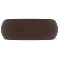 Lavandino Lusso Rotondo Marrone Scuro Opaco 40x15cm in Ceramica cod mxl 35462