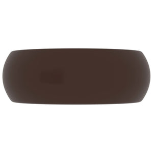 Lavandino Lusso Rotondo Marrone Scuro Opaco 40x15cm in Ceramica cod mxl 35462