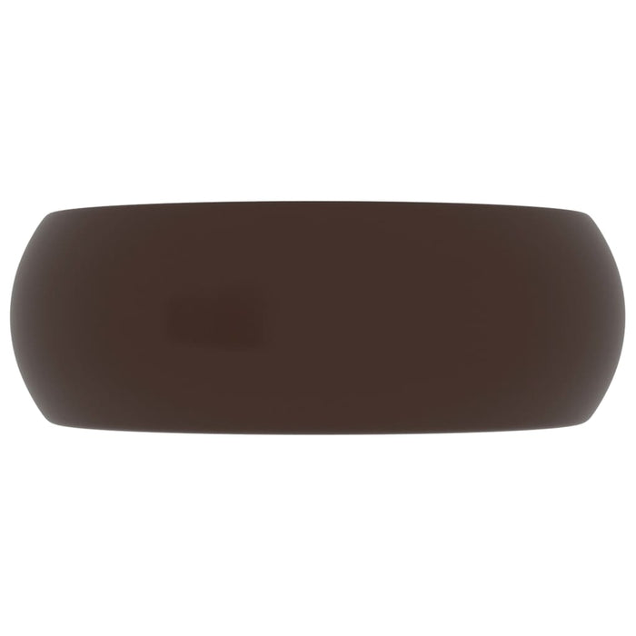Lavandino Lusso Rotondo Marrone Scuro Opaco 40x15cm in Ceramica cod mxl 35462