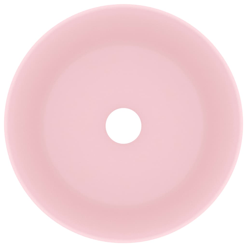Lavandino Lusso Rotondo Rosa Opaco 40x15 cm in Ceramica 147010