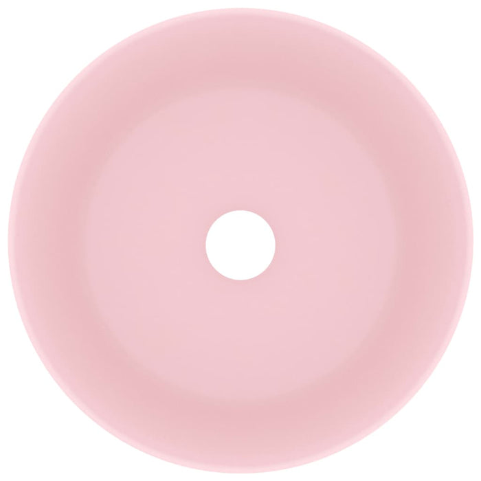 Lavandino Lusso Rotondo Rosa Opaco 40x15 cm in Ceramica 147010