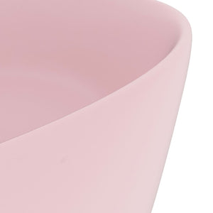 Lavandino Lusso Rotondo Rosa Opaco 40x15 cm in Ceramica 147010