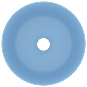 Lavandino Lusso Rotondo Azzurro Opaco 40x15 cm in Ceramica
