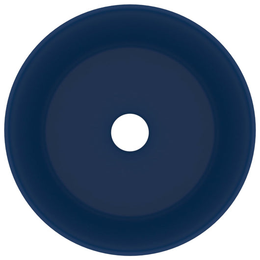 Lavandino-Lavello Lusso Rotondo Blu Scuro Opaco 40x15 cm in Ceramica 642121