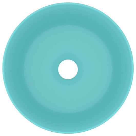 Lavandino-Lavello Lusso Rotondo Verde Chiaro Opaco 40x15 cm in Ceramica