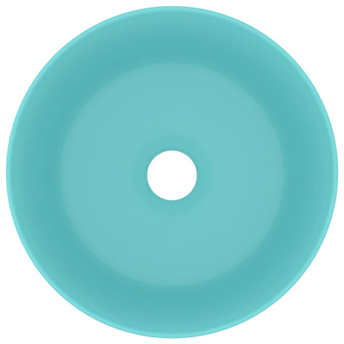 Lavandino-Lavello Lusso Rotondo Verde Chiaro Opaco 40x15 cm in Ceramica