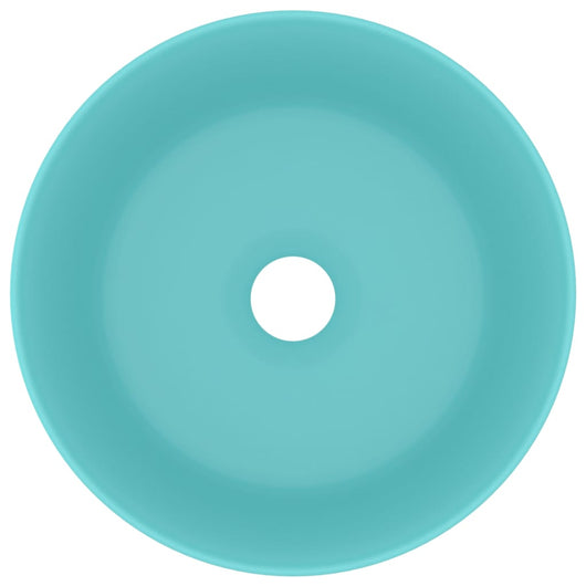 Lavabo rotondo di lusso da appoggio WC lavabo bagno guardaroba cucina interno casa 40 x 15 cm ceramica verde chiaro opaco 02_0002755