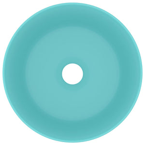 Lavandino Lusso Rotondo Verde Chiaro Opaco 40x15 cm in Ceramica