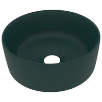 Lavandino-Lavello Lusso Rotondo Verde Scuro Opaco 40x15 cm in Ceramica 552893