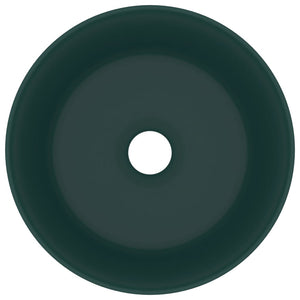 Lavabo rotondo di lusso da appoggio WC lavabo bagno guardaroba cucina interno casa 40 x 15 cm ceramica verde scuro opaco 02_0002756