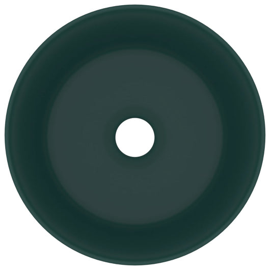 Lavabo rotondo di lusso da appoggio WC lavabo bagno guardaroba cucina interno casa 40 x 15 cm ceramica verde scuro opaco 02_0002756