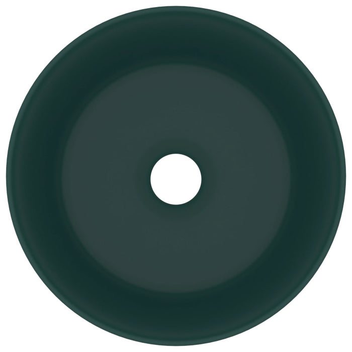 Lavabo rotondo di lusso da appoggio WC lavabo bagno guardaroba cucina interno casa 40 x 15 cm ceramica verde scuro opaco 02_0002756