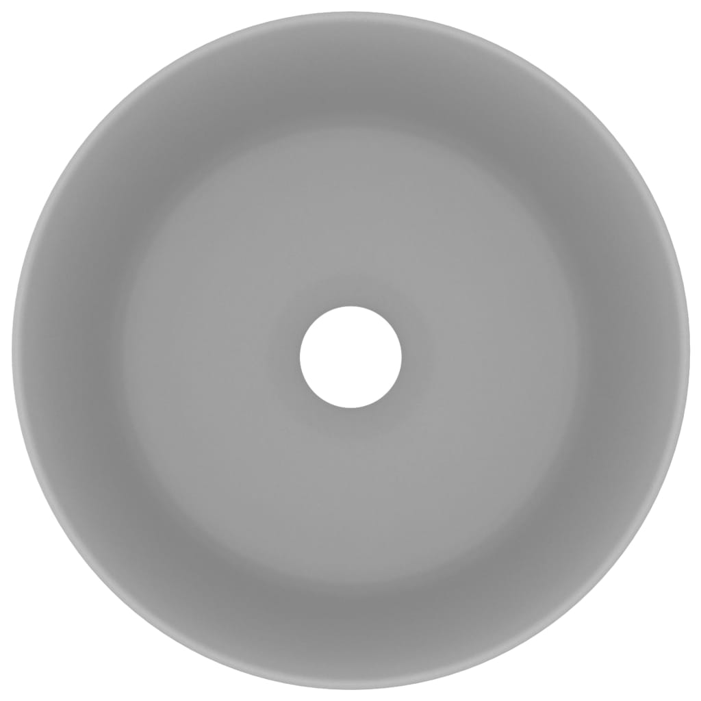 Lavandino Lusso Rotondo Grigio Chiaro Opaco 40x15cm in Ceramica 147015