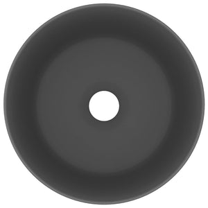 Lavandino Lusso Rotondo Grigio Scuro Opaco 40x15 cm in Ceramica