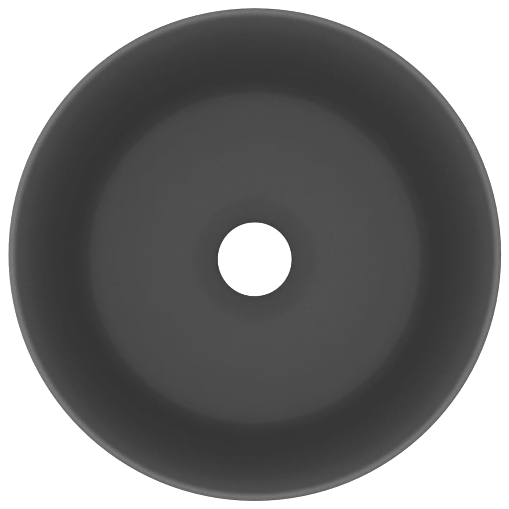 Lavabo da bagno rotondo di lusso 40x15 cm in ceramica grigio scuro opaco 02_0002758