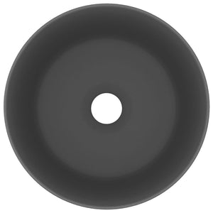 Lavabo da bagno rotondo di lusso 40x15 cm in ceramica grigio scuro opaco 02_0002758