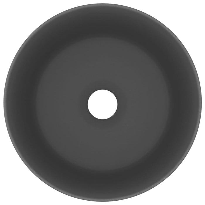 Lavabo da bagno rotondo di lusso 40x15 cm in ceramica grigio scuro opaco 02_0002758