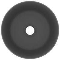Lavandino Lusso Rotondo Grigio Scuro Opaco 40x15 cm in Ceramica 147016