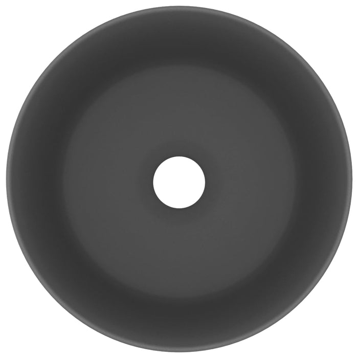 Lavandino Lusso Rotondo Grigio Scuro Opaco 40x15 cm in Ceramica 147016