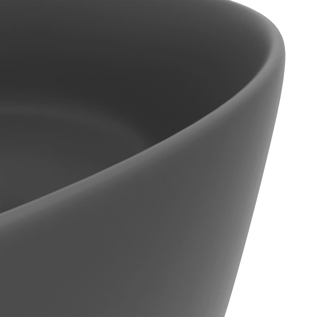 Lavabo da bagno rotondo di lusso 40x15 cm in ceramica grigio scuro opaco 02_0002758