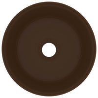 Lavandino Lusso Rotondo Marrone Scuro Opaco 40x15cm in Ceramica