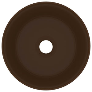 Lavandino Lusso Rotondo Marrone Scuro Opaco 40x15cm in Ceramica