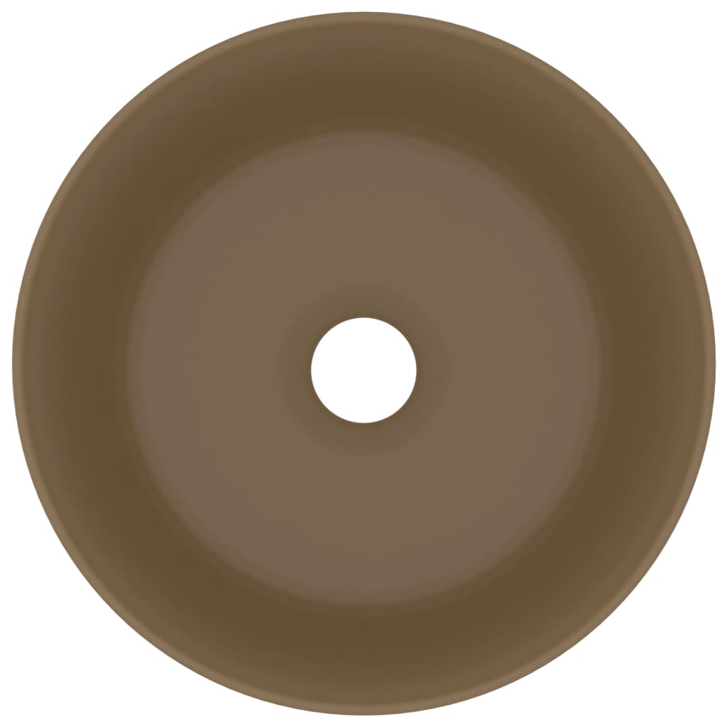Lavabo rotondo di lusso da appoggio WC lavabo bagno guardaroba cucina interno casa 40 x 15 cm ceramica crema opaca 02_0002760