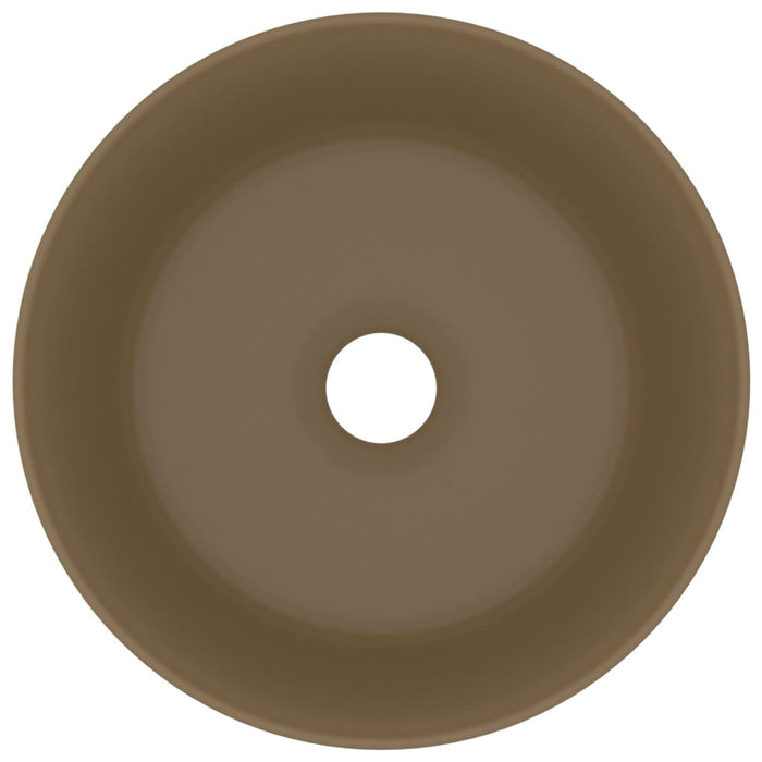 Lavabo rotondo di lusso da appoggio WC lavabo bagno guardaroba cucina interno casa 40 x 15 cm ceramica crema opaca 02_0002760