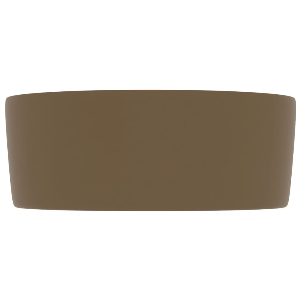 Lavabo rotondo di lusso da appoggio WC lavabo bagno guardaroba cucina interno casa 40 x 15 cm ceramica crema opaca 02_0002760